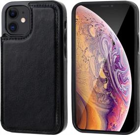 img 2 attached to Protect Your IPhone 12 Mini And Cards With ONETOP Compatible Wallet Case - PU Leather, Kickstand, Shockproof Cover And Double Magnetic Clasp - Black (5.4 Inch)