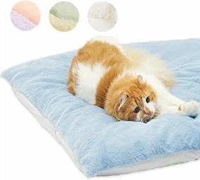 img 4 attached to 🛌 ARRR Dual-Sided Self-Heating & Cooling Pet Crate Bed Mat | Water-Resistant Cushion | Kennel Pad for Small to Medium Cats and Dogs | Fluffy Dog Bed with Washable Blanket | Dog Pillow in Cashmere Blue (M)