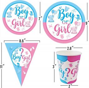 img 3 attached to Rainmae Gender Reveal Party Supplies, Boy Or Girl Gender Reveal Disposable Tableware Set, Paper Dinner Plates And Napkins Cups For He Or She Baby Shower Birthday Pink Or Blue Decorations Serves 20