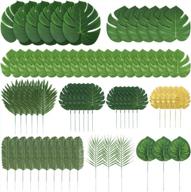 70 штук искусственных тропических пальм и листьев джунглей для украшения гавайских, пляжных и вечерних вечеринок в луау - коллекция auihiay логотип