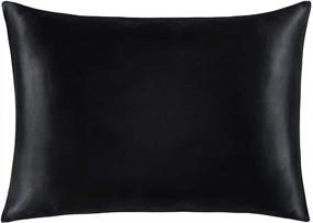 img 4 attached to Experience Luxurious Comfort With NTBAY Pure Natural Silk Pillowcase For Hair And Skin In Black - Queen Size