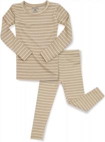 img 4 attached to Детский пижамный комплект - полосатый узор, плотно прилегающая ребристая пижама для маленьких мальчиков и девочек, повседневный стиль жизни