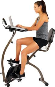 img 3 attached to EFITMENT Folding Desk Bike, Semi Recumbent Workstation Exercise Bike For Laptop