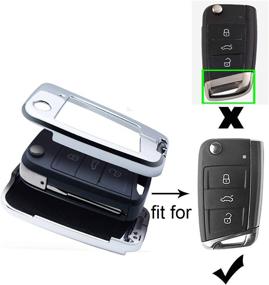 img 3 attached to Стильный брелок Ontto для VW Flip Key Case, защита для ключей, металлический чехол для ключа, кожаный ключ для Volkswagen Skoda Polo Jetta Golf 7/GTI 7/Golf R R20/MK7, 3 кнопки (1 чехол для ключей и усилитель