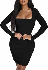 img 2 attached to Kaximil Women'S Ruched Bodycon Club Dress With Long Sleeves For Casual And Sexy Occasions