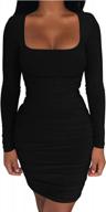kaximil women's ruched bodycon club dress with long sleeves for casual and sexy occasions logo