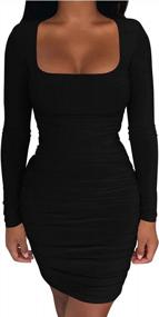 img 4 attached to Kaximil Women'S Ruched Bodycon Club Dress With Long Sleeves For Casual And Sexy Occasions