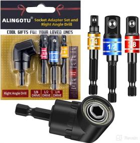 img 4 attached to ⚙️ ALINGOTU Socket Adapters and Right Angle Driver: The Perfect Gift Idea for Handy Men or Women - Sizes 1/4" 3/8" 1/2", Cr-V
