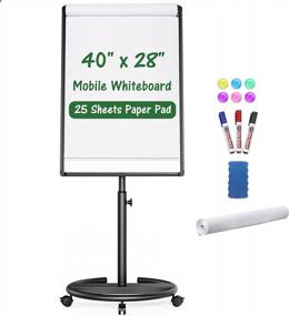 img 4 attached to 40X28 Inch Mobile Whiteboard With Stand, Magnetic Dry Erase Board And Accessories - Height Adjustable Flipchart Easel On Wheels (Black)
