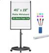40x28 inch mobile whiteboard with stand, magnetic dry erase board and accessories - height adjustable flipchart easel on wheels (black) logo