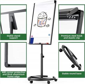 img 2 attached to 40X28 Inch Mobile Whiteboard With Stand, Magnetic Dry Erase Board And Accessories - Height Adjustable Flipchart Easel On Wheels (Black)