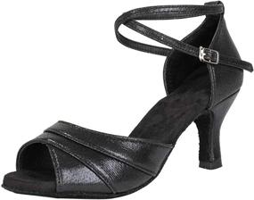 img 4 attached to HIPPOSEUS Womens Satin Ballroom 🩰 Dancing Shoes: Style and Comfort Combined