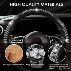 img 2 attached to 💎 White Crystal Diamond Steering Wheel Cover - Safe, Non-Slip Bling Car Accessory for Women - Universal Fit