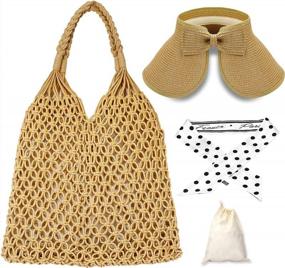 img 4 attached to 4-10Pcs Летние кошельки-клатчи для женщин с серьгами из ротанга и ткаными сумками | Соломенный клатч Hazms