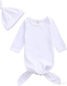 img 4 attached to 👶 OPAWO Newborn Baby Cotton Sleeper Gown Unisex Knotted Sleeping Bag Romper with Mitten Cuffs, 0-6 Months - Ideal Coming Home Outfits for Infants