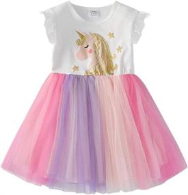 img 4 attached to 🎀 DXTON Litter Dresses with Sleeves - Birthday Girls' Clothing