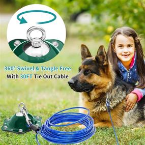 img 3 attached to 🐶 PNBO 360° Swivel Dog Tie Out Cable: 30ft Dog Chains for Medium, Large Dogs - Rust Proof Dog Runner for Yard, Holds 1500lbs Pull Force Outdoors