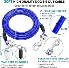 img 2 attached to 🐶 PNBO 360° Swivel Dog Tie Out Cable: 30ft Dog Chains for Medium, Large Dogs - Rust Proof Dog Runner for Yard, Holds 1500lbs Pull Force Outdoors