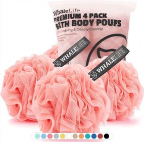 img 4 attached to Loofah Sponge Bath Sponge For Women Men 4 Pack (Pink)