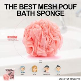 img 1 attached to Loofah Sponge Bath Sponge For Women Men 4 Pack (Pink)