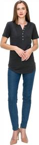 img 2 attached to Heather V-Neck Henley T Shirt Top - Long/Short Sleeve Button Casual Round Hem