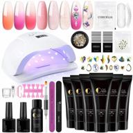 poly gel nail kits with u v light starter kit 80w nail lamp 6pcs color changing glitter poly nail gel kit with nail art supplies manicure tools enhancement nail extension gel with everyting for diy nail beginner gift for women logo