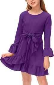 img 4 attached to BesserBay Sleeve Waist Ruffle Green Girls' Clothing ~ Dresses
