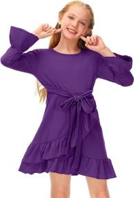 img 2 attached to BesserBay Sleeve Waist Ruffle Green Girls' Clothing ~ Dresses