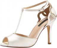 women's satin peep toe t-bar high heel sandals for wedding bridal party logo