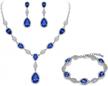 sparkling wedding jewelry sets for women: elequeen's teardrop necklace, tennis bracelet, and dangle earrings logo