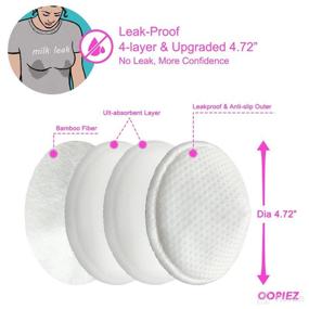 img 2 attached to 🍼 Organic Washable Bamboo Breastfeeding Nursing Pads - 10 Reusable 4-Layer Breast Pads + Laundry Bag &amp; Travel Storage Bag - Nipple Pads for Milk Leakage, 4.72&#34;