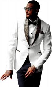 img 4 attached to Premium Gold Paisley Jacquard Tuxedo: The Perfect Suit For Prom And Weddings!