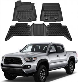 img 3 attached to Top-Rated MotorFansClub Floor Mats For Tacoma 2018-2019 Double Cab For Ultimate All-Weather Protection: Front And 2Nd Seat Liner Set In TPE