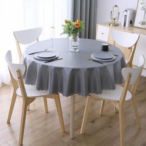 img 3 attached to Smiry Waterproof And Oil-Proof Vinyl Tablecloth In Grey, Perfect For Indoor And Outdoor Use – Long-Lasting And Easy To Clean (60" Round)