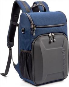 img 4 attached to Evecase Waterproof DSLR Camera Backpack With Laptop Compartment, Tripod Holder, And Rain Cover - Blue; Ideal For Nikon, Canon, Sony, Mirrorless Cameras, Lenses, Flashes, And Photography Accessories