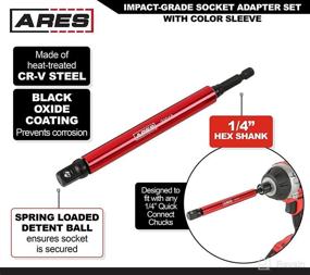 img 2 attached to 🔧 ARES Socket Adapter Set: Transform Impact Drill Drivers into High Speed Socket Drivers - 6-Piece Set - 1/4, 3/8, and 1/2-Inch Drive