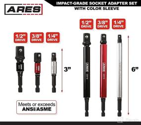 img 3 attached to 🔧 ARES Socket Adapter Set: Transform Impact Drill Drivers into High Speed Socket Drivers - 6-Piece Set - 1/4, 3/8, and 1/2-Inch Drive