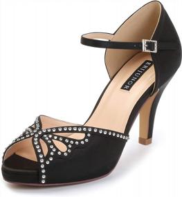 img 4 attached to Stunning ERIJUNOR E8868B Women'S Open Toe Platform Sandals With Rhinestone Embellishments And Comfortable Mid Heels For Parties In Black, Size 10