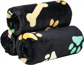 img 2 attached to 🐾 Dono 1 Pack Soft Fluffy Paw Print Fleece Pet Blanket: Warm Sleep Mat for Dogs and Cats - 23*16in