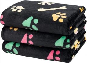 img 4 attached to 🐾 Dono 1 Pack Soft Fluffy Paw Print Fleece Pet Blanket: Warm Sleep Mat for Dogs and Cats - 23*16in