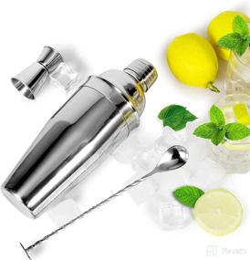 img 1 attached to 🍹 Professional 24oz Cocktail Shaker Set - Stainless Steel Margarita Mixer with Measuring Jigger, Mixing Spoon, and Built-in Bartender Strainer - Ultimate Martini Kit and Bar Tools