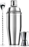 🍹 professional 24oz cocktail shaker set - stainless steel margarita mixer with measuring jigger, mixing spoon, and built-in bartender strainer - ultimate martini kit and bar tools logo