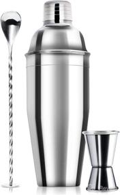 img 4 attached to 🍹 Professional 24oz Cocktail Shaker Set - Stainless Steel Margarita Mixer with Measuring Jigger, Mixing Spoon, and Built-in Bartender Strainer - Ultimate Martini Kit and Bar Tools