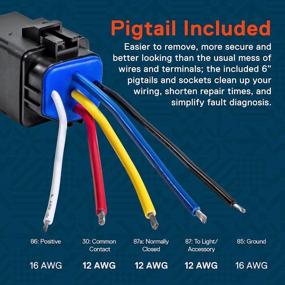 img 1 attached to 💡 ONLINE LED STORE - 1 Pack of 5-Pin 12V Bosch Style Waterproof Relay Kit with Harness Socket, 12 AWG Hot Wires, SPDT, 30/40 Amp - Ideal for Automotive, Marine, Boats, Auto Fan, and Cars