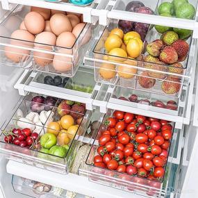 img 1 attached to 🧊 2 Pack of Fridge Organizer Drawers - MONOJADE Refrigerator Organizer Bins With Handle (Fits Fridge Shelf Thickness <0.6", Depth <17.3") - Pull-out Refrigerator Storage Box With 2 Dividers