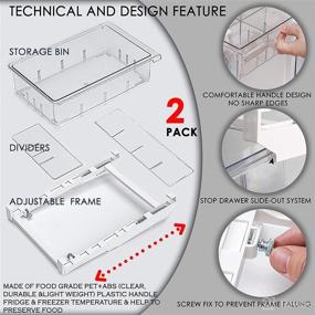 img 2 attached to 🧊 2 Pack of Fridge Organizer Drawers - MONOJADE Refrigerator Organizer Bins With Handle (Fits Fridge Shelf Thickness <0.6", Depth <17.3") - Pull-out Refrigerator Storage Box With 2 Dividers