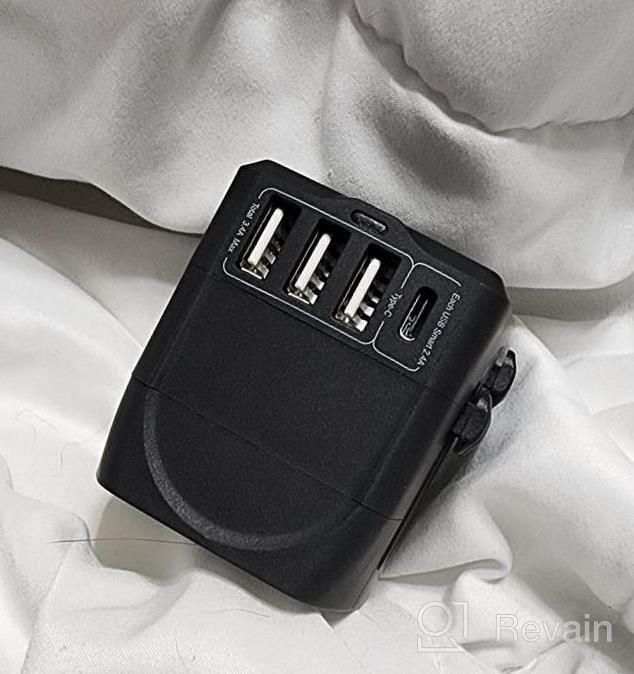 img 1 attached to HOMELYLIFE Universal Travel Adapter All In One International Plug Adapter Fast Wall Charger, European Travel Power AC Adapter With 3USB+1Type C Charging Ports For EU UK USA AUS 150+ Countries review by Jacob Jefferson