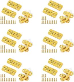 img 3 attached to 🔒 Premium 12Pcs Small Box Hinges with 6Pcs Latch Hook Hasp for DIY Jewelry, Gift, and Wine Boxes - Elegant Gold Decorative Latches