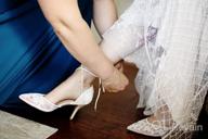 img 1 attached to Women'S Ivory Lace Mesh Satin Wedding Shoes - Comfortable Mid Heel Tie Up Ankle Strap Pointy Toe Pumps review by Caleb Olsen