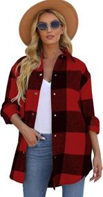img 1 attached to ReachMe Oversized Shacket Pockets Flannel Women's Clothing - Coats, Jackets & Vests